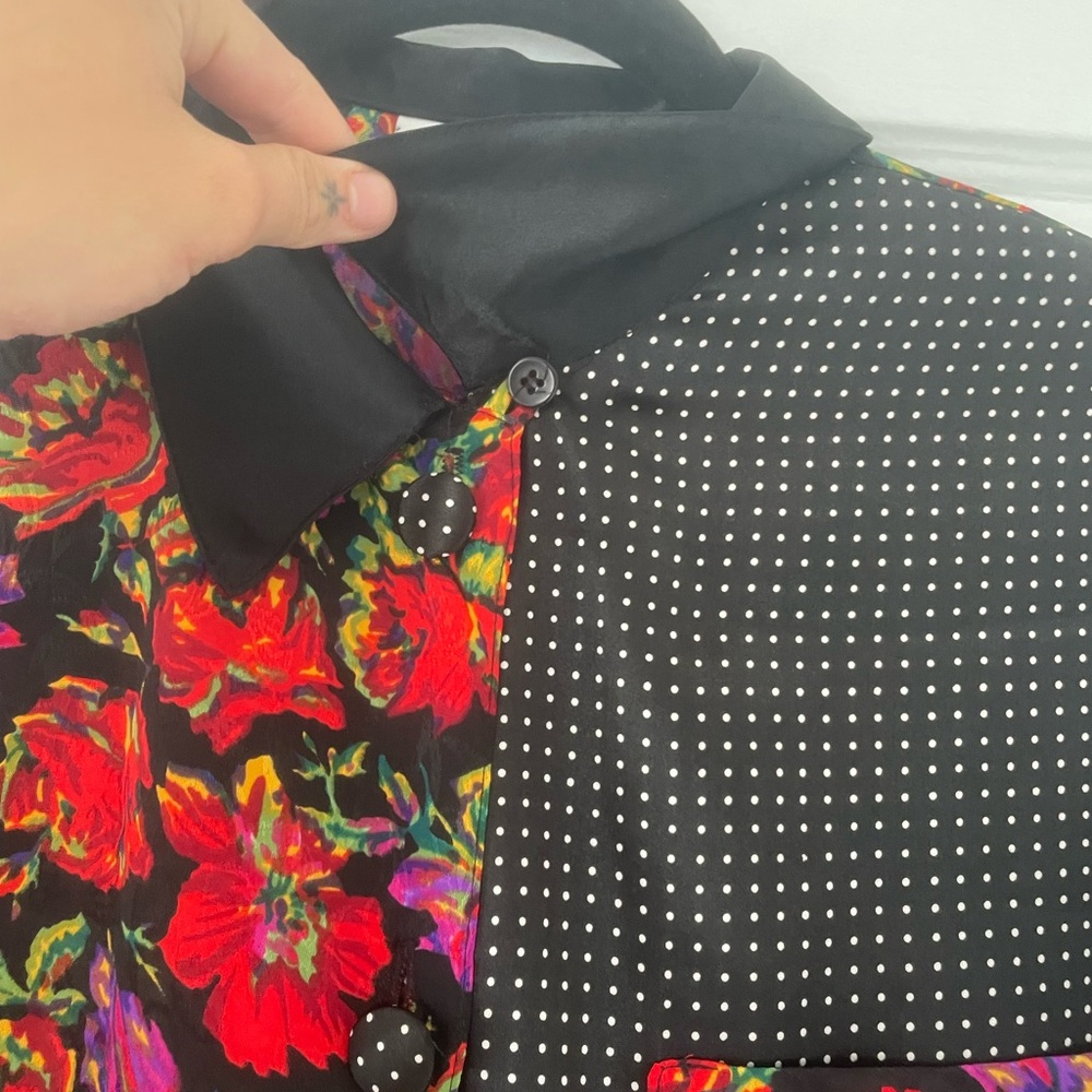 Vintage Silk/Mesh Patterned Button- Down - image 4